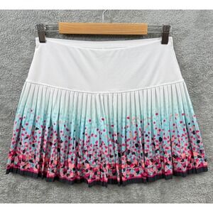 Lucky In Love Skort Womens Medium White Blue Red Abstract Pleated Tennis Skirt